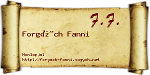 Forgách Fanni névjegykártya